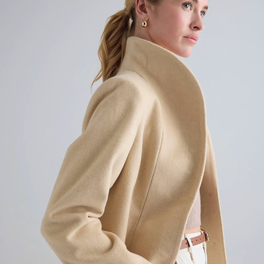 Italian Wool Cocoon Coat Heather Macadamia